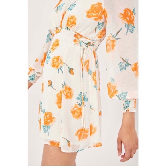 Free People orange floral mini dress - Picture 3 of 13
